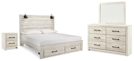 Furniture City Houma - Ashley Furniture - Cambeck King Panel Storage Bed, Dresser, Mirror and Nightstand - King Panel Storage Bed, Dresser, Mirror and Nightstand / Whitewash - B192B127
