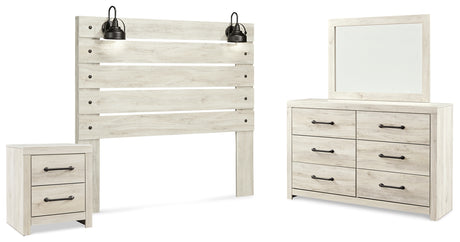 Furniture City Houma - Ashley Furniture - Cambeck Queen Panel Headboard, Dresser, Mirror, and Nightstand - Queen Panel Headboard, Dresser, Mirror, and Nightstand / Whitewash - B192B57