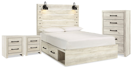 Furniture City Houma - Ashley Furniture - Cambeck Queen Storage Bed, Chest and 2 Nightstands - Queen Storage Bed, Chest and 2 Nightstands / Whitewash - B192B128