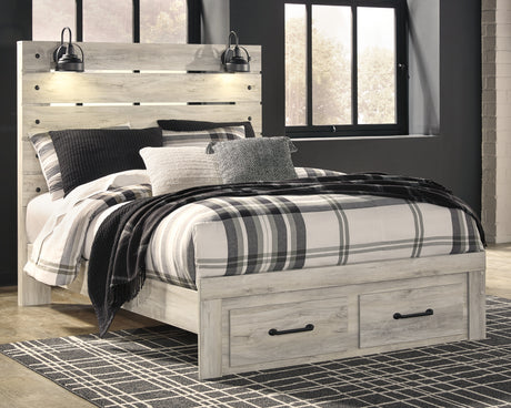 Furniture City Houma - Ashley Furniture - Cambeck Queen Panel Bed with 2 Storage Drawers - Queen Panel Bed with 2 Storage Drawers / Whitewash - B192B8