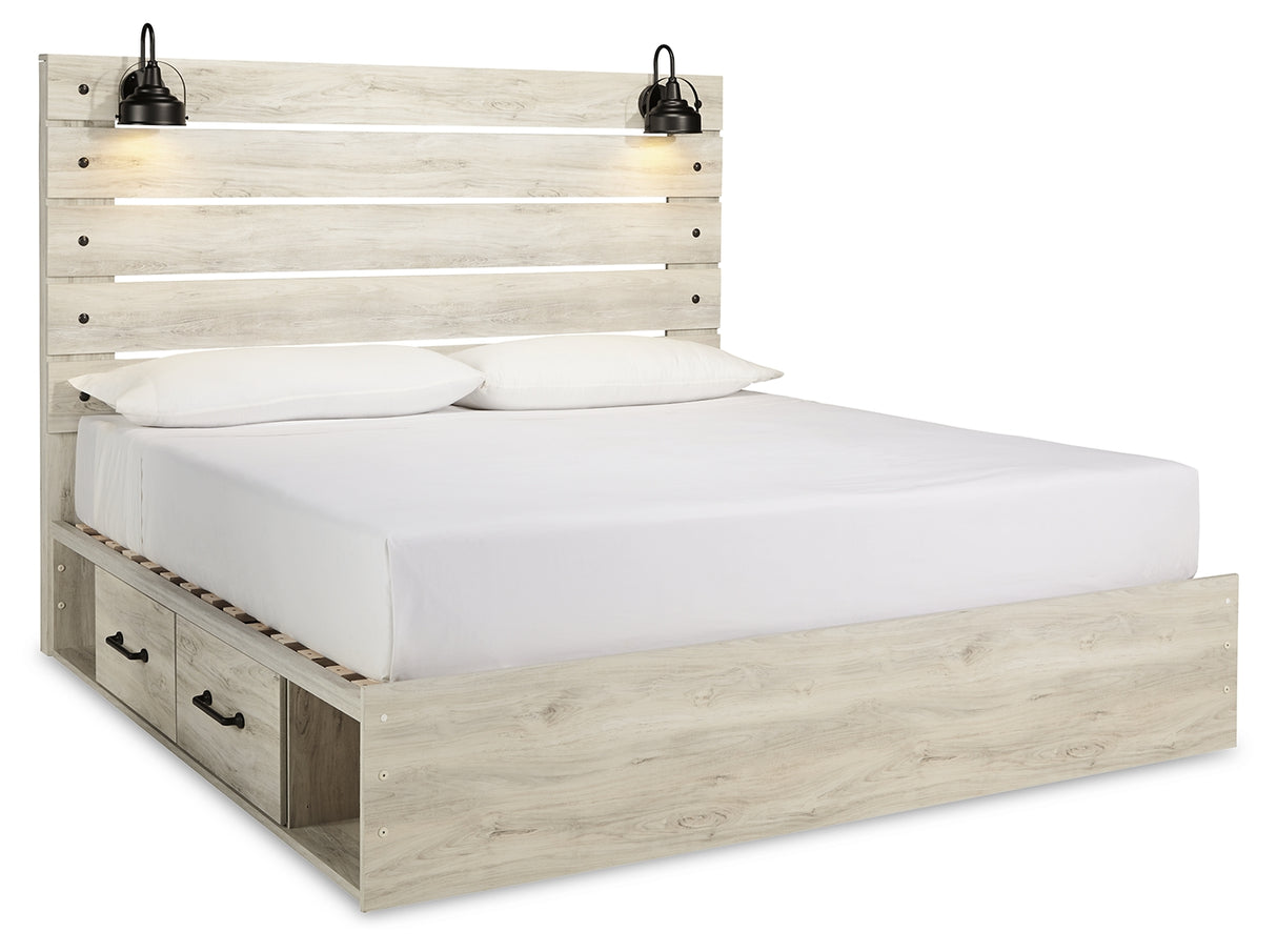 Cambeck King Panel Storage Bed. Dresser and Nightstand