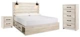 Cambeck King Panel Bed with Storage, Chest and Nightstand