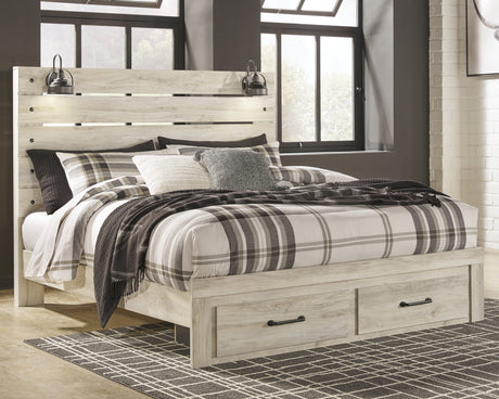 Furniture City Houma - Ashley Furniture - Cambeck King Panel Bed with 2 Storage Drawers - King Panel Bed with 2 Storage Drawers / Whitewash - B192B31