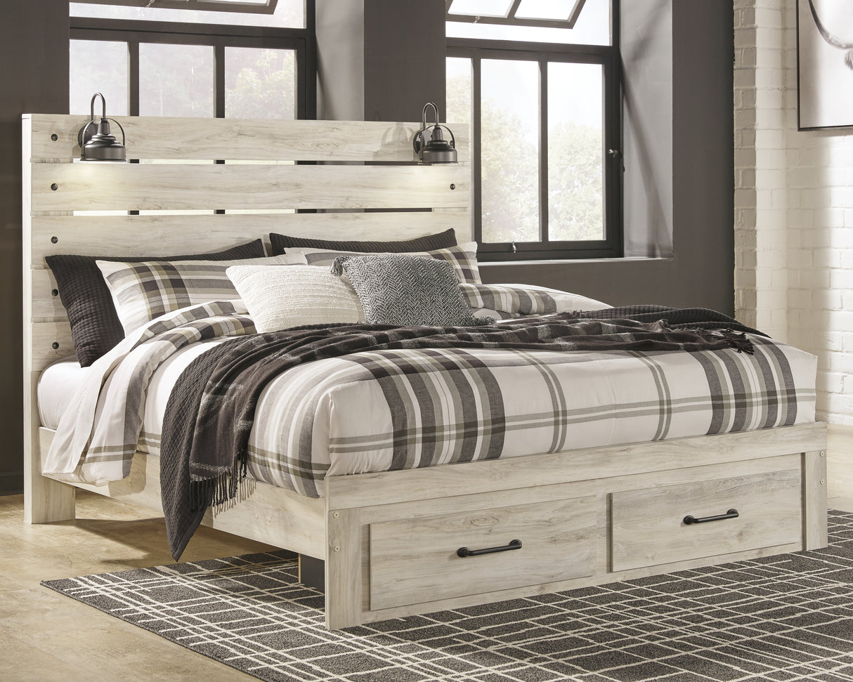 Cambeck King Storage Bed, Dresser, Mirror and 2 Nightstands