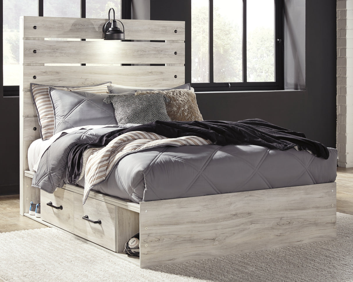 Furniture City Houma - Ashley Furniture - Cambeck Full Panel Bed with 2 Storage Drawers - Full Panel Bed with 2 Storage Drawers / Whitewash - B192B16