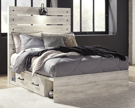 Furniture City Houma - Ashley Furniture - Cambeck Full Panel Bed with 2 Storage Drawers - Full Panel Bed with 2 Storage Drawers / Whitewash - B192B16