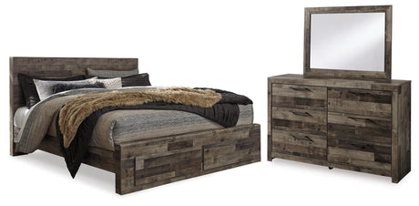 Furniture City Houma - Ashley Furniture - Derekson King Panel Storage Bed, Dresser and Mirror - King Panel Storage Bed, Dresser and Mirror - B200B52