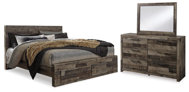 Furniture City Houma - Ashley Furniture - Derekson King Panel Storage Bed, Dresser and Mirror - King Panel Storage Bed, Dresser and Mirror - B200B52