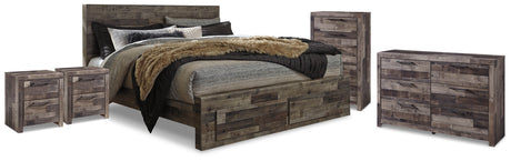Furniture City Houma - Ashley Furniture - Derekson King Storage Bed, Dresser, Chest and 2 Nightstands - King Storage Bed, Dresser, Chest and 2 Nightstands - B200B80