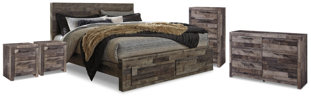 Furniture City Houma - Ashley Furniture - Derekson King Storage Bed, Dresser, Chest and 2 Nightstands - King Storage Bed, Dresser, Chest and 2 Nightstands - B200B80
