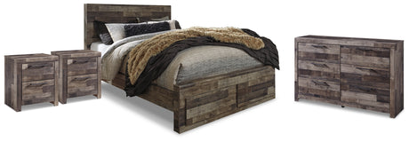 Furniture City Houma - Ashley Furniture - Derekson Queen Panel Storage Bed, Dresser and 2 Nightstands - Queen Panel Storage Bed, Dresser and 2 Nightstands / Multi Gray - B200B82