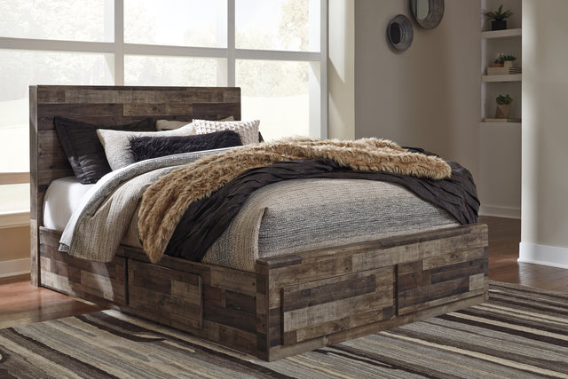 Furniture City Houma - Ashley Furniture - Derekson Queen Panel Bed with 6 Storage Drawers - Queen Panel Bed with 6 Storage Drawers / Multi Gray - B200B8