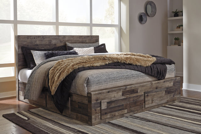 Furniture City Houma - Ashley Furniture - Derekson King Panel Bed with 6 Storage Drawers - King Panel Bed with 6 Storage Drawers / Multi Gray - B200B12