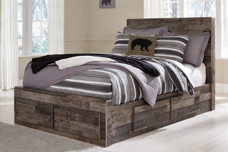 Furniture City Houma - Ashley Furniture - Derekson Full Panel Bed with 6 Storage Drawers - Full Panel Bed with 6 Storage Drawers / Multi Gray - B200B10