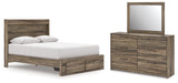 Elbrim Queen Panel Storage Bed, Dresser and Mirror