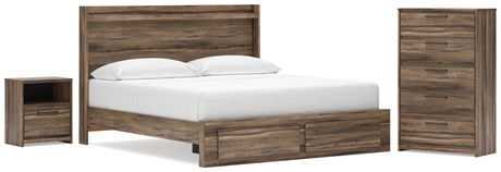 Elbrim King Panel Storage Bed, Chest and Nightstand
