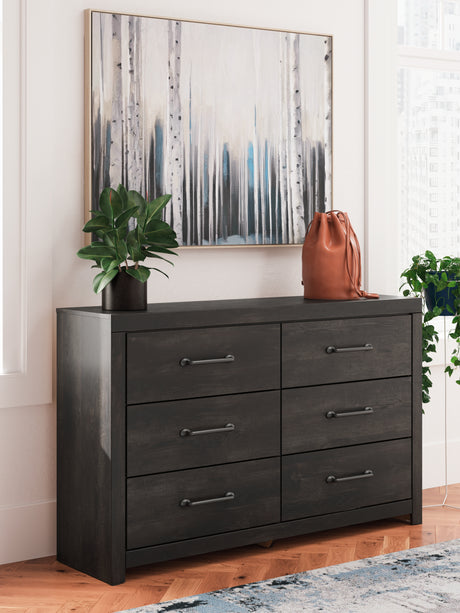 Furniture City Houma - Ashley Furniture - Hollivern Dresser - Six Drawer Dresser / Dark Gray - PCB2108-31