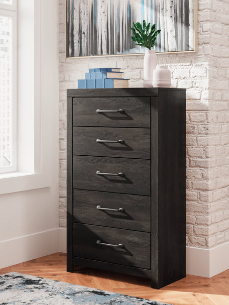 Furniture City Houma - Ashley Furniture - Hollivern Bedroom - Five Drawer Chest / Dark Gray - PCB2108-46