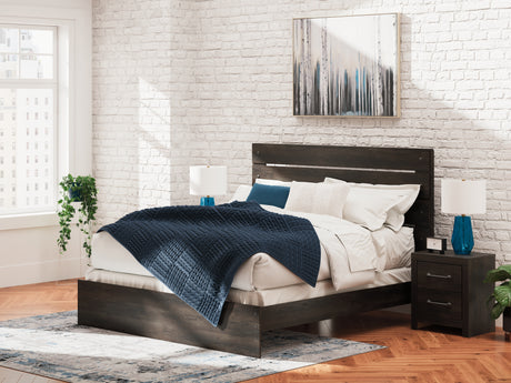 Furniture City Houma - Ashley Furniture - Hollivern King Panel Bed - King Panel Bed / Dark Gray - PCB2108B8