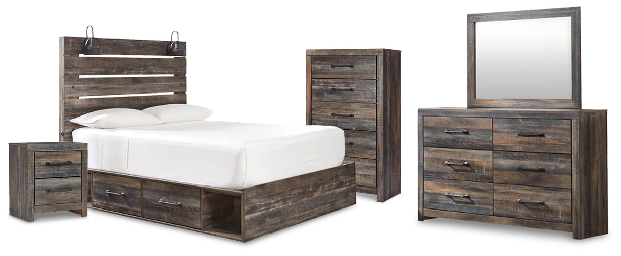 Furniture City Houma - Ashley Furniture - Drystan Queen Panel Storage Bed, Dresser, Mirror, Chest and Nightstand - Queen Panel Storage Bed, Dresser, Mirror, Chest and Nightstand / Multi - B211B109