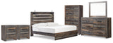 Furniture City Houma - Ashley Furniture - Drystan King Panel Bed - King Panel Bed, Dresser, Mirror and 2 Nightstands / Multi - B211B101