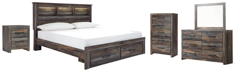Furniture City Houma - Ashley Furniture - Drystan King Bookcase Storage Bed, Dresser, Mirror, Chest and Nightstand - King Bookcase Storage Bed, Dresser, Mirror, Chest and Nightstand / Multi - B211B22