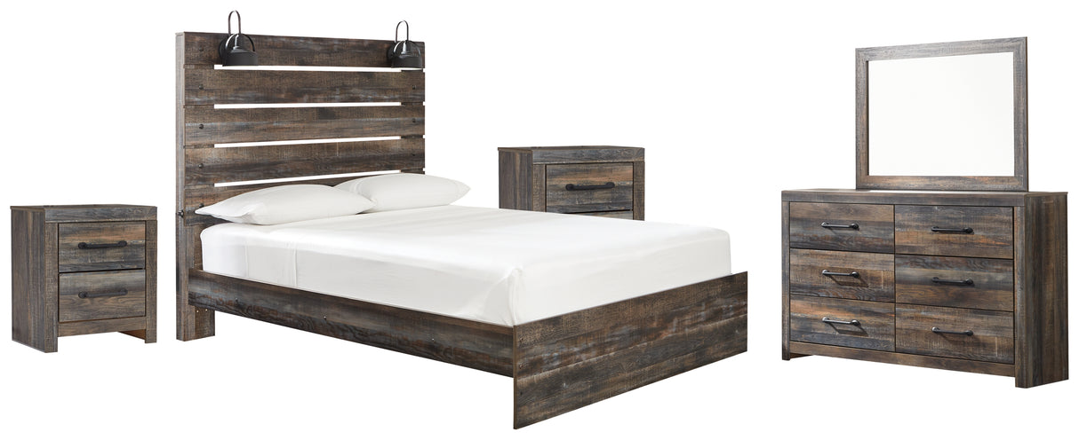 Furniture City Houma - Ashley Furniture - Drystan Queen Panel Bed - Queen Panel Bed, Dresser, Mirror and 2 Nightstands / Multi - B211B31