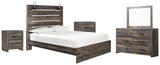 Furniture City Houma - Ashley Furniture - Drystan Queen Panel Bed - Queen Panel Bed, Dresser, Mirror and 2 Nightstands / Multi - B211B31