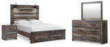 Drystan Queen Panel Storage Bed, Dresser, Mirror and Nightstand