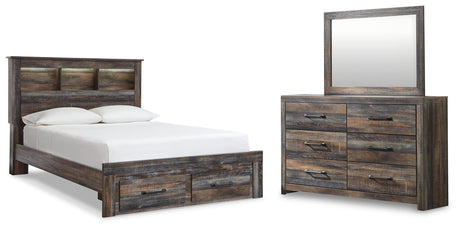 Furniture City Houma - Ashley Furniture - Drystan Queen Bookcase Storage Bed, Dresser and Mirror - Queen Bookcase Storage Bed, Dresser and Mirror - B211B26