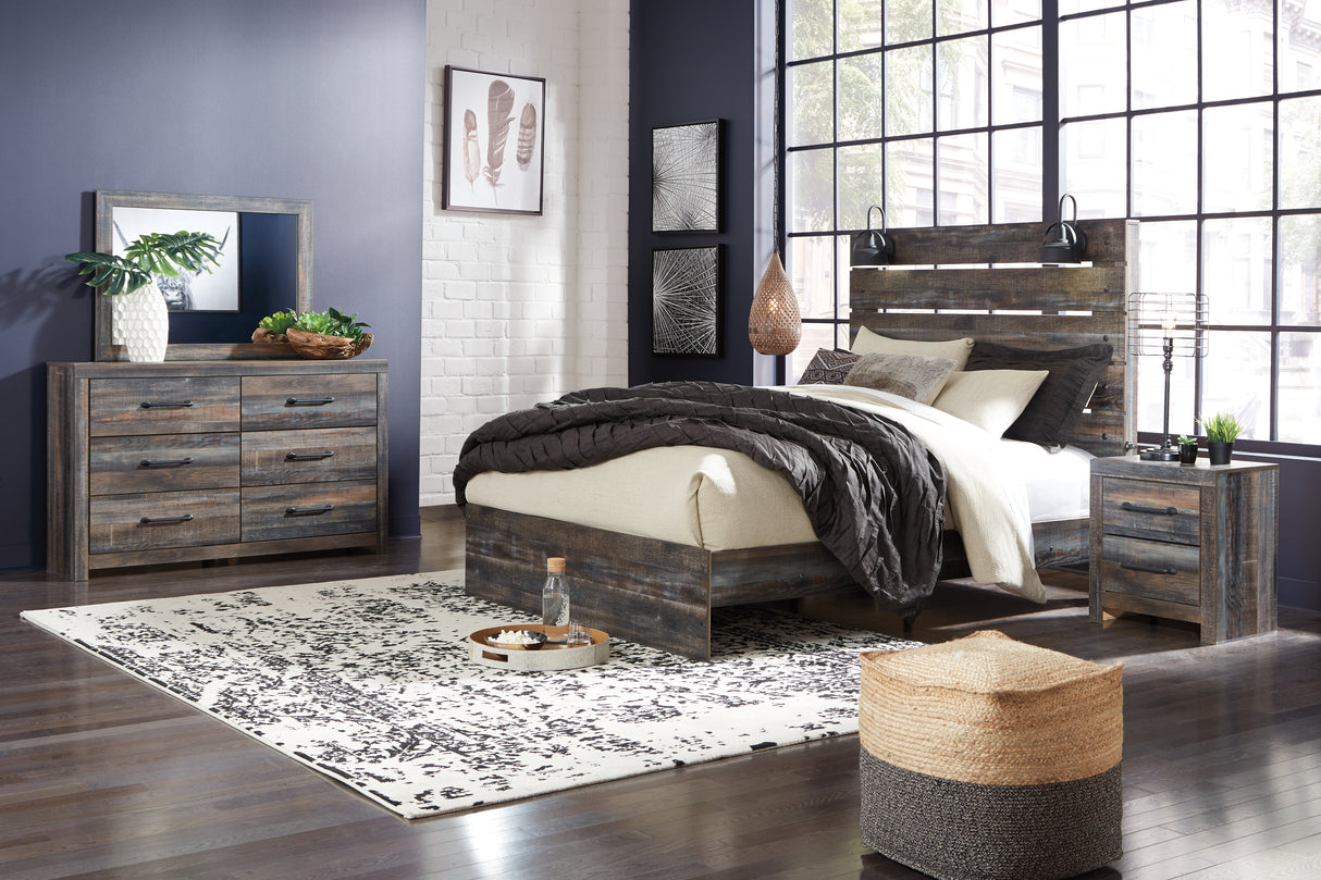 Furniture City Houma - Ashley Furniture - Drystan Queen Panel Bed - Queen Panel Bed, Dresser, Mirror and Nightstand / Multi - B211B57