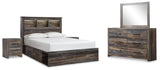 Furniture City Houma - Ashley Furniture - Drystan Queen Bookcase Storage Bed, Dresser, Mirror and 2 Nightstands - Queen Bookcase Storage Bed, Dresser, Mirror and 2 Nightstands - B211B19