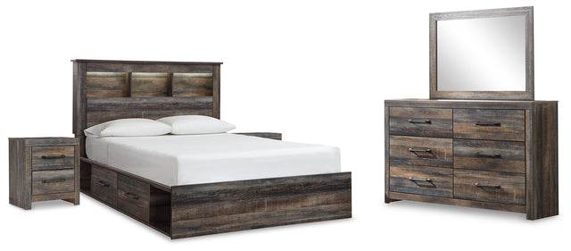Furniture City Houma - Ashley Furniture - Drystan Queen Bookcase Storage Bed, Dresser, Mirror and 2 Nightstands - Queen Bookcase Storage Bed, Dresser, Mirror and 2 Nightstands - B211B19