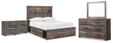 Furniture City Houma - Ashley Furniture - Drystan Full Bookcase Storage Bed, Dresser, Mirror and 2 Nightstands - Full Bookcase Storage Bed, Dresser, Mirror and 2 Nightstands - B211B98