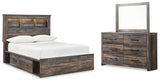 Furniture City Houma - Ashley Furniture - Drystan Full Panel Bookcase Bed, with Storage, Dresser and Mirror - Full Panel Bookcase Bed, with Storage, Dresser and Mirror - B211B73