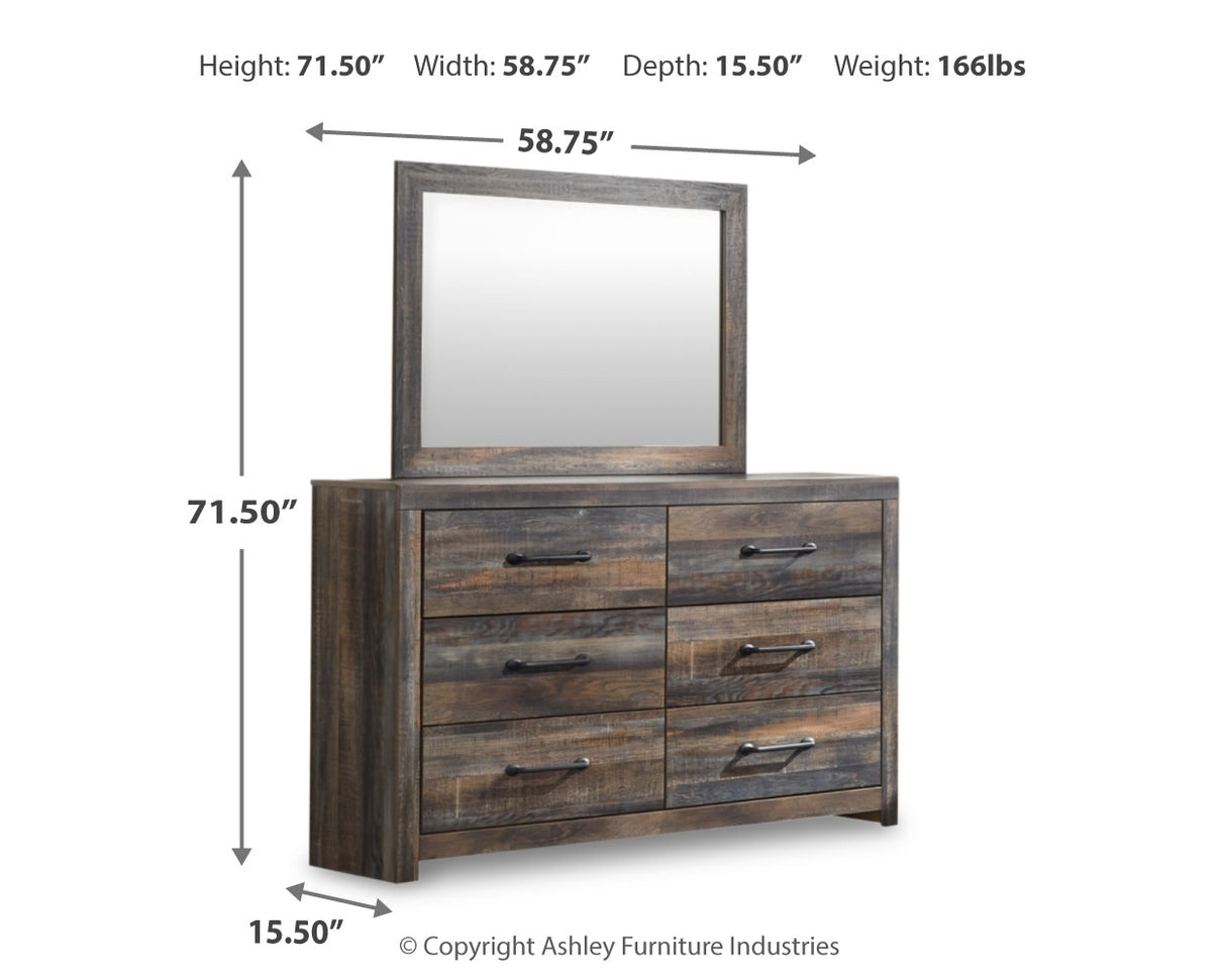 Drystan Queen Bookcase Storage Bed, Dresser, Mirror and 2 Nightstands