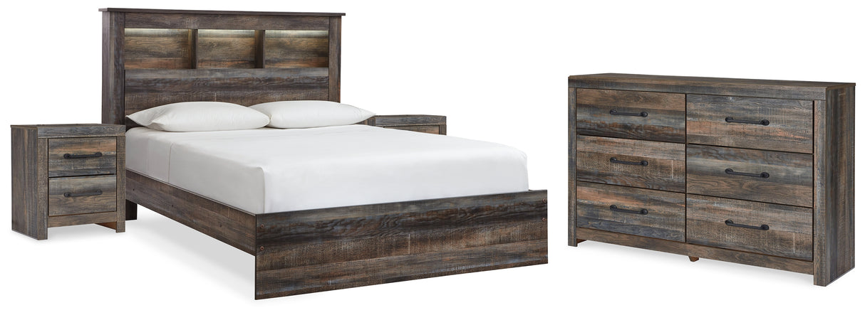Furniture City Houma - Ashley Furniture - Drystan Queen Bookcase Bed - Queen Bookcase Bed, Dresser and 2 Nightstands / Multi - B211B87