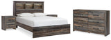 Furniture City Houma - Ashley Furniture - Drystan Queen Bookcase Bed - Queen Bookcase Bed, Dresser and 2 Nightstands / Multi - B211B87