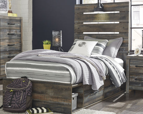 Furniture City Houma - Ashley Furniture - Drystan Twin Panel Bed with 4 Storage Drawers - Twin Panel Bed with 4 Storage Drawers / Multi - B211B11