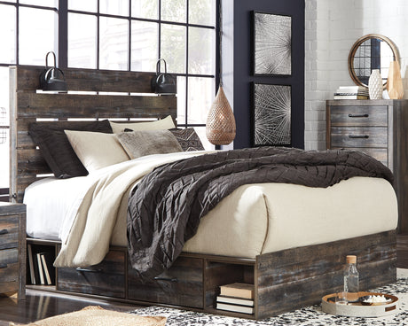 Furniture City Houma - Ashley Furniture - Drystan Queen Panel Bed with 4 Storage Drawers - Queen Panel Bed with 4 Storage Drawers / Multi - B211B13