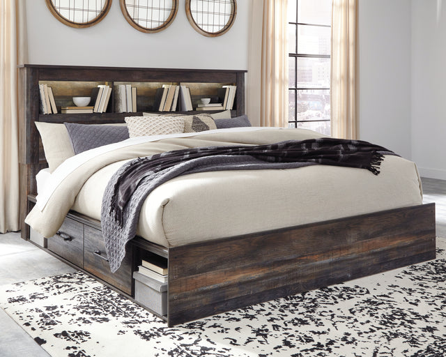 Furniture City Houma - Ashley Furniture - Drystan King Bookcase Bed with 4 Storage Drawers - King Bookcase Bed with 4 Storage Drawers / Multi - B211B52