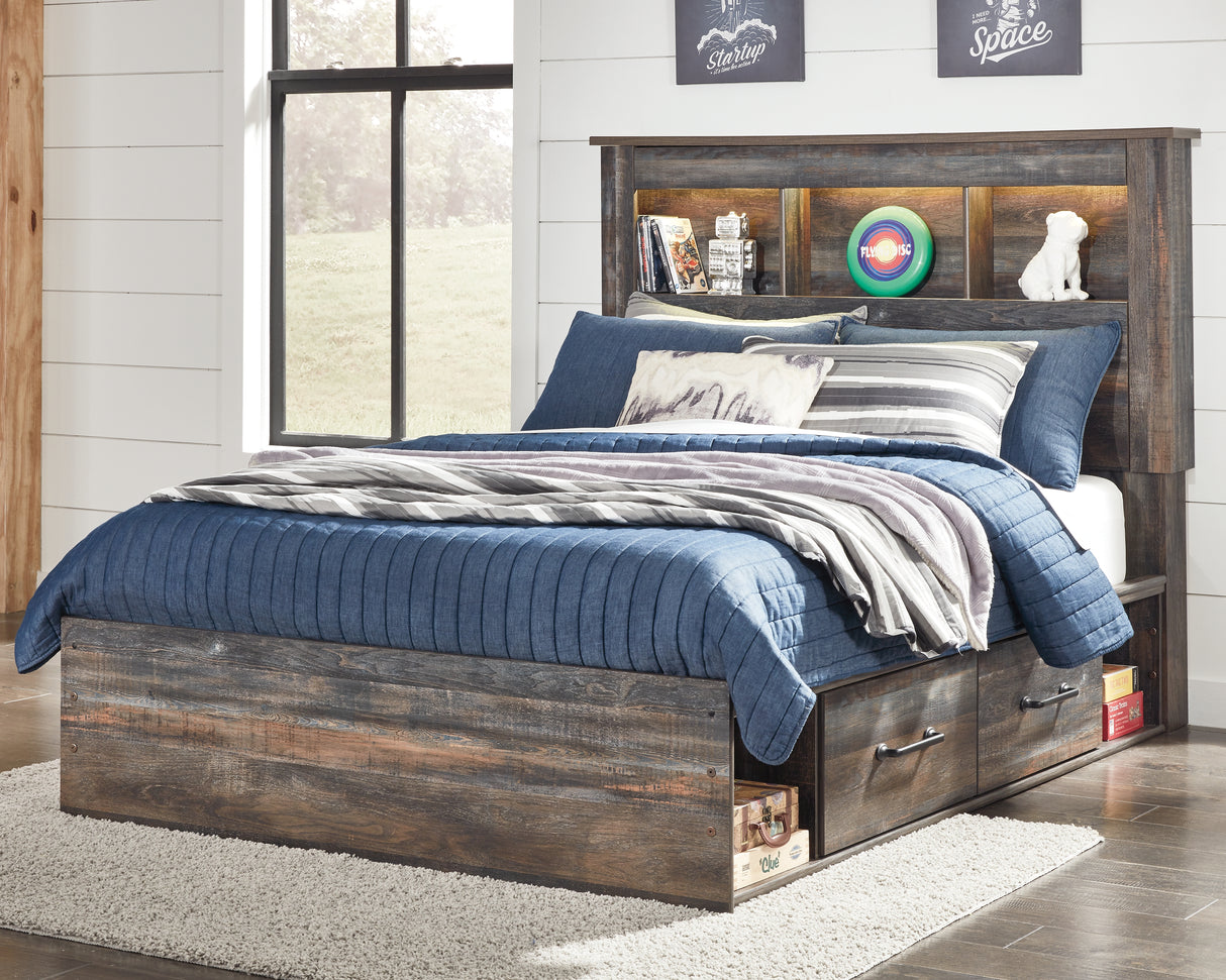 Furniture City Houma - Ashley Furniture - Drystan Bedroom - Full Bookcase Bed with 4 Storage Drawers / Multi - B211B45