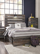 Furniture City Houma - Ashley Furniture - Drystan Bedroom - Full Panel Bed with 2 Storage Drawers / Multi - B211B9