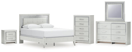 Furniture City Houma - Ashley Furniture - Zyniden Queen Panel Bed, Dresser, Mirror, Chest and Nightstand - Queen Panel Bed, Dresser, Mirror, Chest and Nightstand / Silver - B2114B13