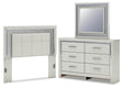Furniture City Houma - Ashley Furniture - Zyniden Full Upholstered Panel Headboard, Dresser and Mirror - Full Upholstered Panel Headboard, Dresser and Mirror / Silver - B2114B11