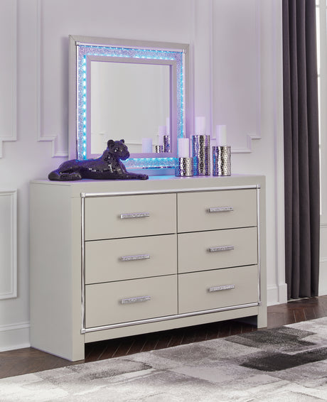 Furniture City Houma - Ashley Furniture - Zyniden Bedroom - Six Drawer Dresser / Silver - B2114-31