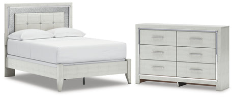 Furniture City Houma - Ashley Furniture - Zyniden Full Panel Bed and Dresser - Full Panel Bed and Dresser / Silver - B2114B27