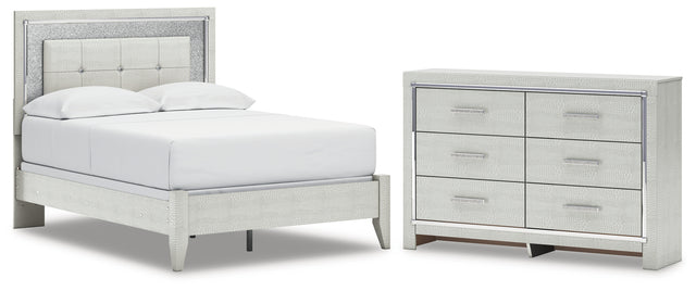 Furniture City Houma - Ashley Furniture - Zyniden Full Panel Bed and Dresser - Full Panel Bed and Dresser / Silver - B2114B27