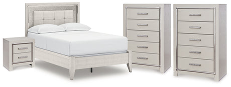 Furniture City Houma - Ashley Furniture - Zyniden Full Panel Bed, 2 Chests and Nightstand - Full Panel Bed, 2 Chests and Nightstand / Silver - B2114B26