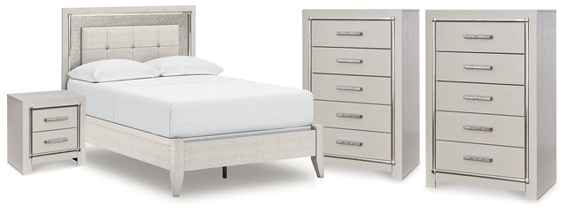 Furniture City Houma - Ashley Furniture - Zyniden Full Panel Bed, 2 Chests and Nightstand - Full Panel Bed, 2 Chests and Nightstand / Silver - B2114B26